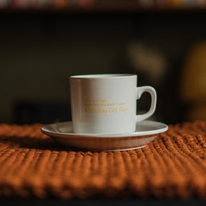 Mabuhay Gift Shop Coffee Cup ~ "Maganda, Mainit, Matapang" by Happiness Research Facility (Yellow)